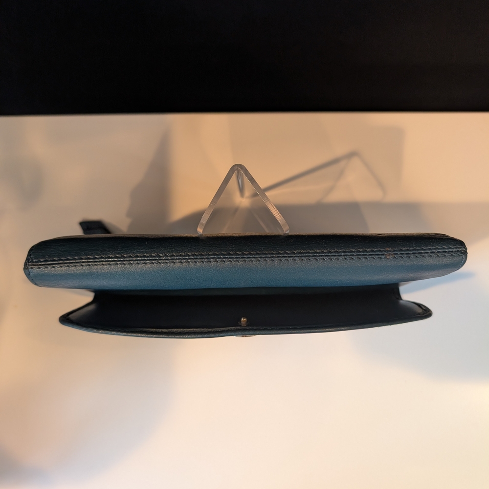 Coach Blue Leather Wallet with Gold Accents - Picture 4 of 13